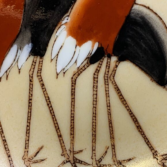 Vintage Japanese Porcelain Bowl Stork Print Trinket Dish Made in Hong Kong 6" - Picture 4 of 13